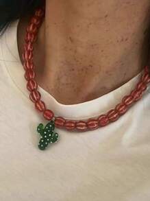 1 pieza Collar colgante de cerámica con diseño de calabaza, pulpo, estrella de mar o cactus en estilo de moda y dibujos animados, piezas únicas pintadas a mano, adecuado para hombres y mujeres, uso diario, festivales, citas, regalos