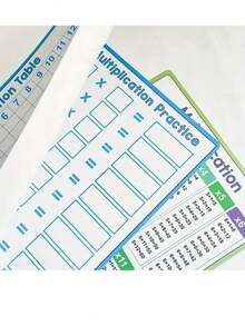 Tabla de multiplicar tamaño A4, herramienta de práctica de operaciones matemáticas para niños, reutilizable para escribir y borrar - Multicolor - Ver 9