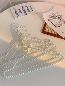 1 件仿珍珠衣架蝴蝶结衣架优雅收纳衣夹新娘婚纱衣架塑料衣架公主家居装饰 - 白色 - 查看 3