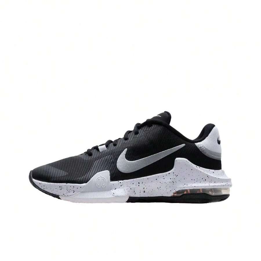 Nike Air Max Impact 4 Comfortable Cushioning Low-Top Basketball Shoes, Black & White, Men - Black and White - View 1