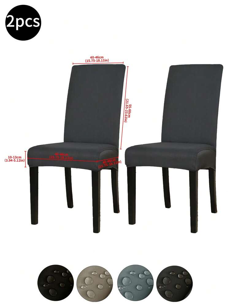 1pc/2pcs/4pcs/6pcs/30pcs Khaki Waterproof Milk Silk Coated Chair Covers, Classic Minimalist Design, Dust-Proof And Anti-Fouling Elastic Chair Slipcovers, Suitable For Hotel, Restaurant, Living Room Chairs, Black, Light Gray, Meteor Gray - Multicolor - View 19