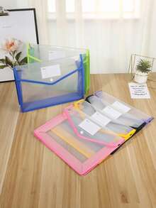 可扩展塑料文件袋，带按扣式透明信封袋，无分隔页，大容量，多种颜色可选，适用于 A4/Letter 尺寸（颜色随机） - 彩色 - 查看 2