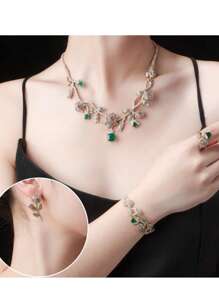 1set/3pcs High-Quality Rose Flower Shaped Earrings + Necklace Jewelry Set For Women, Personalized Design Jewelry Suitable For Women's Festival Parties, Gift, Matching Best Friends, Graduation Season (Multiple Colors Available)