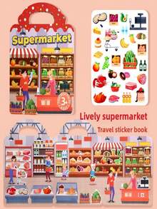 1pc Reusable DIY Sticker Book For Kids, Multi-Scene & Multi-Theme Bubble Stickers, Creative Jelly Stickers, Portable Quiet Busy Stick Sticker Book, Children Sticker Toy Gift - Multicolor - View 6