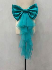 1 chiếc thắt lưng satin trắng trang trí nơ với dải ruy băng lưới bất đối xứng, phụ kiện ngày Valentine - Nhiều màu - Xem 31