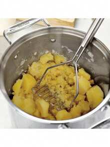 1pc Stainless Steel Wave Potato Masher - Ideal For Kitchen Vegetable And Fruit Puree, Kitchen Essentials | Modern Kitchen Tool | Durable Kitchenware - Silver - View 10