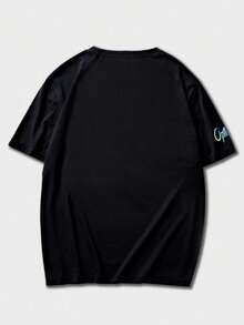 Zrgoth 男士休闲百搭简约印花元素短袖T恤 - 黑色 - 查看 6