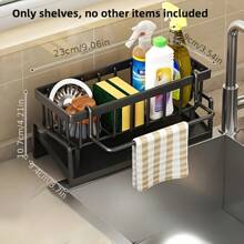 1pc Plastic Kitchen Sponge Organizer Rack Set, Multi-Functional Sink Drain Rack With Sponge, Sink Sponge Holder, Dishwashing Sponge & Soap Rack, Draining Rack, Kitchen Storage And Essential Storage Items, Kitchen Accessories, Bathroom Storage, Practical Small Gifts For Friends, Wives, And Parents
