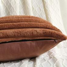 1 pieza Funda de cojín de unicolor (Inserto de cojín no incluido), Funda de cojín de tela, Adecuado para sala de estar y sofá - Marrón Mocha - Ver 4