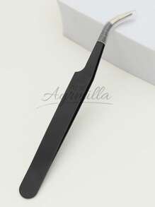 Black Colors Simple Style Eyelash Tweezers Straight Head Elbow Two Optional Tweezers Head Fine Easy To Meet The Needs Thickened Steel Hardness High Elasticity Good Durability With Protective Head Cover To Avoid Hand Injury Tight Fit Comfortable