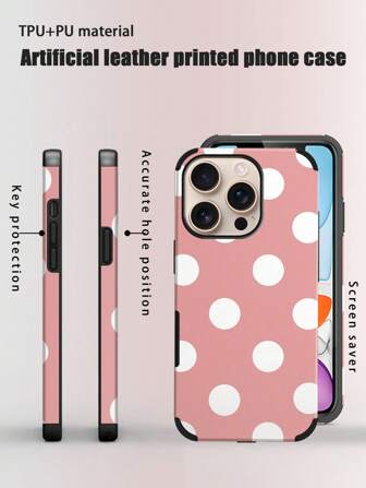 1 件黑白波尔卡圆点图案印花手机壳，时尚法式简约可爱波西米亚风格迷你圆点元素 UV 印花软皮壳，适用于 Apple/Galaxy S24 Ultra、17 Pro Max/16 Pro Max/12 Pro/13/14 Plus/15 Pro Max/16 Pro Max、11/13 Pro