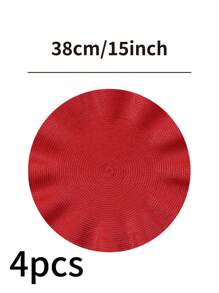 1/4/6/12pcs Bohemian Style Woven Round Placemats, 15 Inch, Solid Color, Kitchen Dining Table Decor Coasters, Non-Slip Pads For Holiday Party, Birthday, Wedding, Dinner, Home Decor, Dorm (Multiple Color Options)
