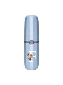 1pc Printed Rose Letter A-Z Blue Portable Toothbrush Holder, Keep Your Toothbrush Clean And Anytime, Anywhere! Travel Toothbrush Storage Box, Portable Toothbrush Cup Sleeve, Multi-Functional Toothbrush Cup, Travel Wash Cup, Toothbrush And Toiletries Storage Set, Suitable For Travel, Camping, Business Trip, School, Dorm Storage, Student Gift, Family Gift. - Blue - View 14