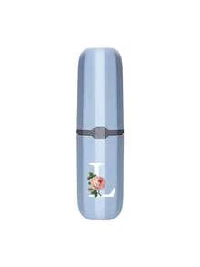 1pc Printed Rose Letter A-Z Blue Portable Toothbrush Holder, Keep Your Toothbrush Clean And Anytime, Anywhere! Travel Toothbrush Storage Box, Portable Toothbrush Cup Sleeve, Multi-Functional Toothbrush Cup, Travel Wash Cup, Toothbrush And Toiletries Storage Set, Suitable For Travel, Camping, Business Trip, School, Dorm Storage, Student Gift, Family Gift. - Blue - View 21