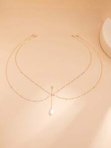 1pc Sexy Geometric Chain Crystal Tassel Pendant Bikini Chain, Luxurious Holiday Party Necklace, Versatile Chest Chain/Body Chain For Women And Couples