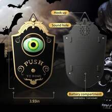 Timbre de Halloween con efectos de sonido, decoraciones de timbre de globo ocular animado, timbre aterrador, decoración de timbre de un solo ojo de Halloween, adecuado para decoración de casa embrujada de Halloween, timbre de un solo ojo decorativo LED eléctrico que emite luz, timbre de globo ocular con sonido, barra, accesorios de trucos de habitación secreta. Pilas no incluidas.