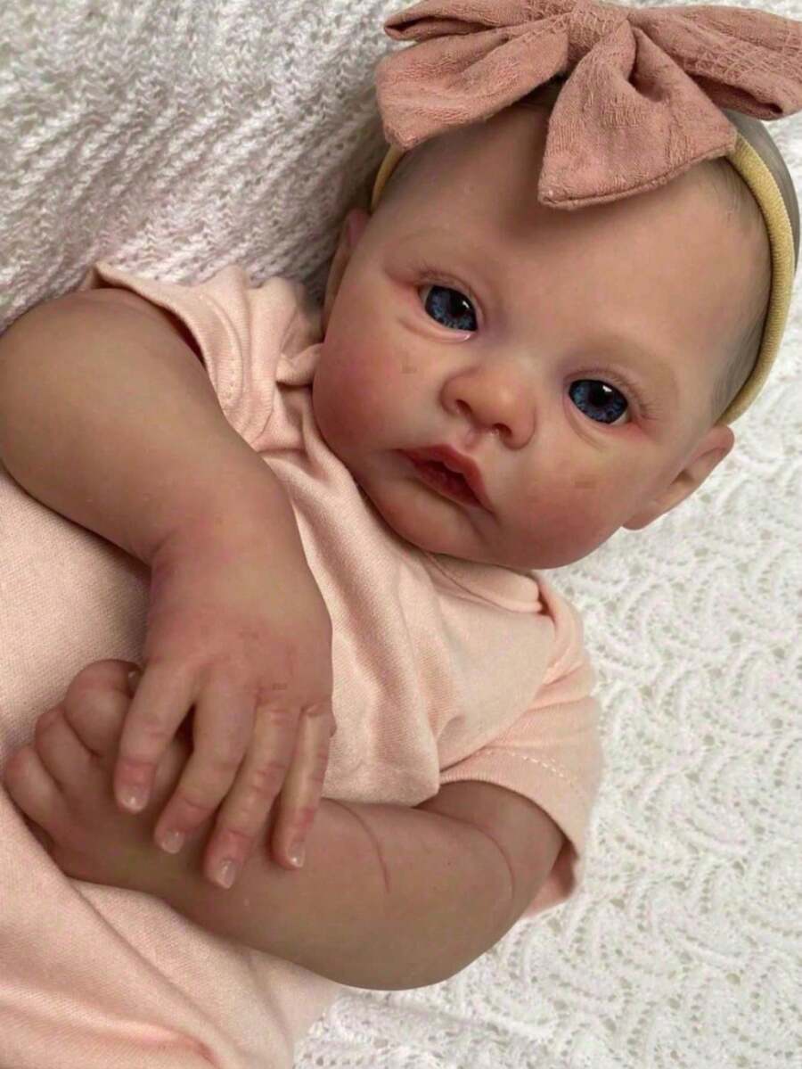 48 CM Cloth Body Baby Doll Realistic Newborn With Flexible 3D-Paint Skin Tone With Veins, 19 Inch Newborn Soft Touch Vinyl Doll Kids Gift For Christmas (Some Parts Random, Including Pacifier, Bottle, Hair Accessories And Clothes Set),Reborn Doll Accessories,Reborn Dolls,Reborn Baby Dolls - 粉色 - 查看 1