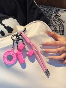Fitness Keychain Gym Lover Barbell Key Chain Weightlifting Keyring Silicone Weight Plate Gym Gifts Workout Gifts Bag Charm Backpack Charm Car Accessories For Women Keychain For Bag - Multicolor - View 5