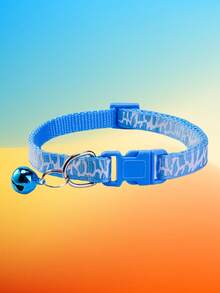 6件套小型宠物项圈带铃铛可爱印花猫可调节7-12英寸适合3-12个月大的猫 - 混合色 - 查看 3