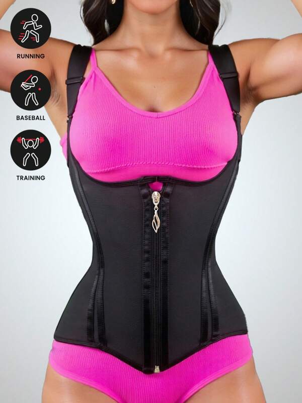 1PC Sports Waist Trainer Corset Vest Zipper Tummy Control Shapewear Breathable Waist Cincher For Women Body Shaper Sport Girdle Adjustable Belt