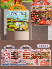 1pc Reusable DIY Sticker Book For Kids, Multi-Scene & Multi-Theme Bubble Stickers, Creative Jelly Stickers, Portable Quiet Busy Stick Sticker Book, Children Sticker Toy Gift - Multicolor - View 10