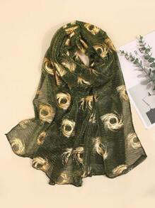 1 件女士金属光泽围巾披肩头巾纱笼，适合海滩、度假和日常生活，为您的风格增添亮点，春夏季 - 墨綠色 - 查看 3