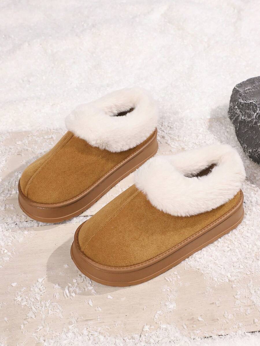 Women's Plush Comfortable And Fashionable Slippers, Warm And Soft House Slippers Women's Thick-Soled Snow Boots - Warm, Durable, Anti-Slip And Comfortable Outdoor Shoes Thick Flat Winter Slippers Style Boots