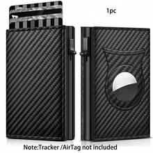 1 件时尚黑色 RFID 钱包安全卡存储轻松弹出访问男士理想礼物钱包迷你钱包钱包卡钱包钱包钱钱包 Magsafe 钱包 - 黑色 - 查看 1