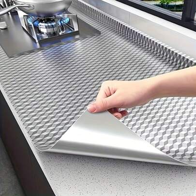 1 Roll High Temperature Resistant Aluminum Kitchen Sticker - Waterproof And Oil-Proof, Suitable For Backsplash, Kitchen Walls, Drawer Liners - Easy To Clean, Kitchen Organization, Modern Kitchen Decor, Sturdy Kitchenware