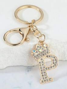 1 件休闲街头风格英文字母钥匙扣，带 26 个水钻字母，闪亮字母装饰钥匙扣，优雅的手提包、背包饰品，完美的礼物汽车配件可爱哥特 Y2k