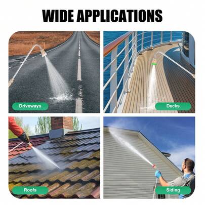 kangten High Pressure Washer Spray Gun Attachment Extension Wand Roof Cleaner 5 Nozzles