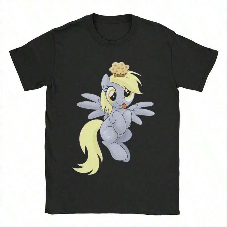 Derpy Muffins Hooves MLP T Shirts Men Women Cotton Funny T-Shirt Round Neck Tees Short Sleeve Clothing Summergraphic Tees Men Shirts Streetwear White Shirt Black Shirt - 黑色 - 查看 1