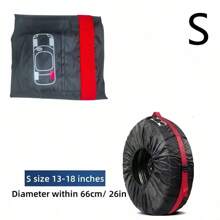 1pc Universal Oxford Cloth Car Tire Storage Bag, Waterproof Dustproof Tire Protective Cover Fit For R13"-R23" Tires - Black - View 18