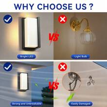 LED Garden Outdoor Wall Light Fixture, Decorative Indoor Waterproof Home Lighting Lamp, Suitable For 85V-265V, Applicable For Indoor/Stairs/Room/Entrance/Living Room/Bathroom/Kitchen/Bedroom/Corridor/Porch/Single Residence, Garden, Porch, Balcony, Stairs, Parking Lot And Passageway Lighting, Front Door, Patio. Choose Color Temperature As Needed. - Đèn tường hiên ngoài trời - Xem 7