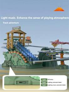 Juguete Trepa Dinosaurios Con Luz Y Música | Pista De Escaleras Y Tobogán Con 5 Dinosauritos | Juego Educativo De Coordinación Y Lógica | Regalo Para Niños 3+