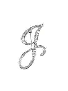 1 件 A-Z 字母水钻胸针 - 欧式风格，合金材质，镶嵌闪亮宝石，时尚别针，适合西装、衬衫、夹克、连衣裙、西装外套和毛衣，适合日常通勤、商务会议、约会和活动办公室配饰珠宝圣诞节万圣节衣服别针有趣可爱的教师礼物 - 銀色 - 查看 30