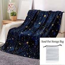 1PC Starry Flannel Blanket Nap Blanket Sofa Bed Sofa Use Warm Comfortable Soft Blanket Home Comfort Lightweight Blanket Sofa Bed Travel Camping Living Room Office Sofa Chair Bed Flannel RDLU - Multicolor - View 3