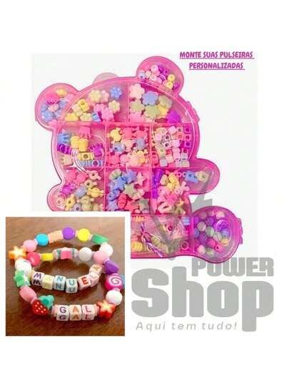 Kit Miçangas Infantil 260 Peças Para Pulseira + Silicone URSINHO