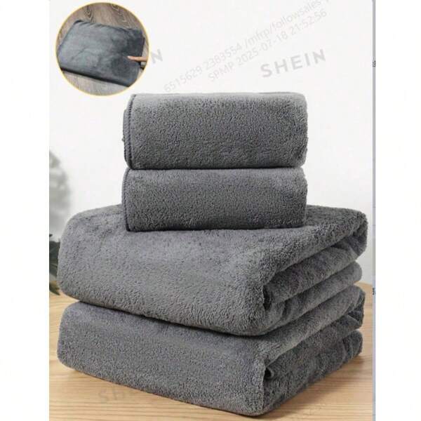 1pc Coral Fleece Solid Color Soft Absorbent Non-Shedding Thick Couple Towel, Quick Dry For Home Use, Hair Drying, Face Washing, Bathing, Size Options: 34*75cm Hand Towel Or 70*140cm Bath Towel Or 40*80cm Large Hand Towel Or 90*170cm Large Bath Towel