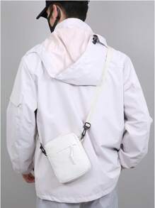 男士迷你纯色经典百搭单肩包 2000 年代街头风格 - 白色 - 查看 5