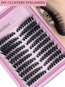 10排180簇假睫毛，分段簇睫毛，密集排列，柔软自然睫毛簇，睫毛簇，单根睫毛，睫毛，假睫毛 - 黑色 - 查看 2