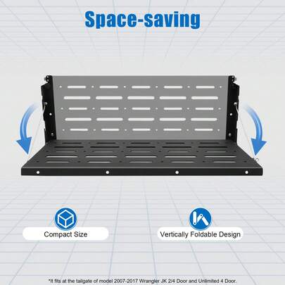 Bazargame Folding Rear Door Table, Rear Panel Folding Table, Can Bear 75 Pounds, Suitable For 2007-2017  JK 2/4 Door And Infinite 4 Door Tailgate