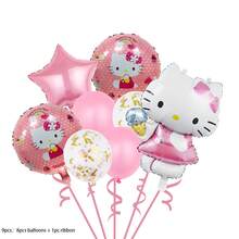 5 pezzi/9 pezzi Palloncini in foil rosa di Hello Kitty di Sanrio, palloncini in foil di alluminio a forma di cartone animato, decorazioni per feste di compleanno, festa della mamma, laurea. Sono molto adatti come elementi decorativi per feste di compleanno, addii al celibato, fidanzamenti, matrimoni, benvenuto al bambino, decorazioni per compleanni, matrimoni, anniversari, festività e palloncini per feste.