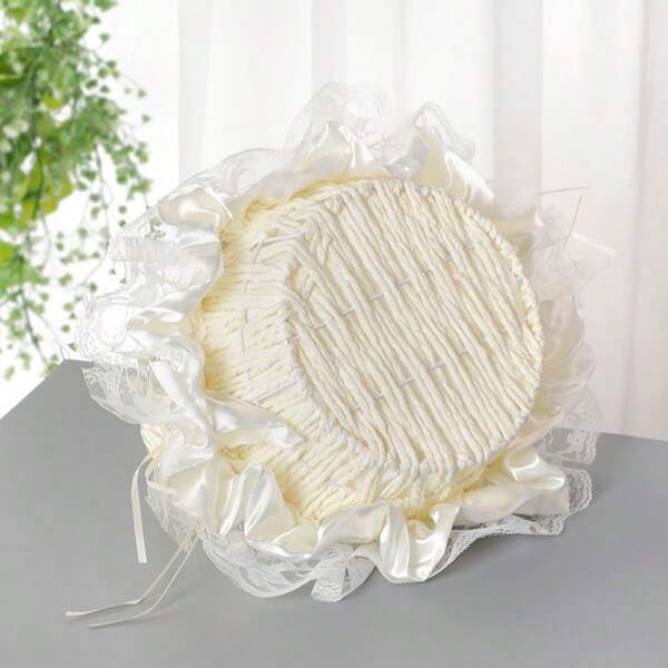 1 pièce Panier à fleurs en dentelle de style occidental pour mariage, panier de demoiselle d'honneur, panier à main de demoiselle d'honneur, décoration de cérémonie de mariage