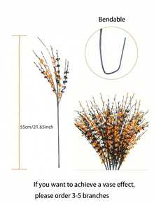 Set de 5 ramos de flores artificiales de bayas de otoño y acción de gracias, flores de jazmín para fiestas de Halloween y decoración del hogar, centro de mesa, relleno de jarrones, decoración interior, corona de Halloween DIY