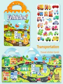 1pc Reusable DIY Sticker Book For Kids, Multi-Scene & Multi-Theme Bubble Stickers, Creative Jelly Stickers, Portable Quiet Busy Stick Sticker Book, Children Sticker Toy Gift - Multicolor - View 19