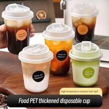 10pcs 20Pcs 50pcs/Set 360/400/420/500/520ml Plastic Drinking Cups With Lids Disposable Cups For DIY Iced Coffee Smoothie Cold Drinks Thick Direct Drinking Cup Milkshake Hot Coco Birthday Party Supplies With Random Kawaii Sticks