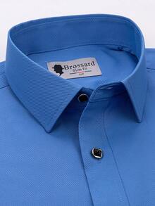 New Collection Men's Shirt With Square Button 55% Cotton 45% Polyester - 藍色 - 查看 6