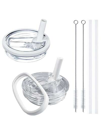 Kompatibel med Cup-tillbehör, 40 oz mugglock med sugrör, passar för, läckagesäkert lock, spillsäkert, återanvändbart mugglock, kompatibelt med 40 oz muggtillbehör, rosa vit beige svart grön lila rosa röd himmelsblå