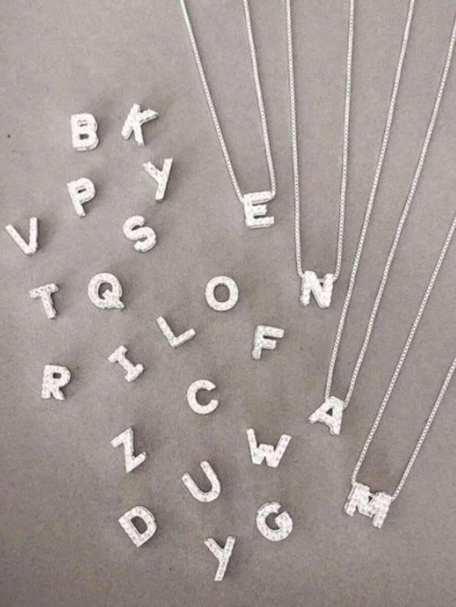 Silver Plated Necklace Initial Letter Point Of Light 925 Sterling Silver Plated Delicate Fashion - Z - Xem 1